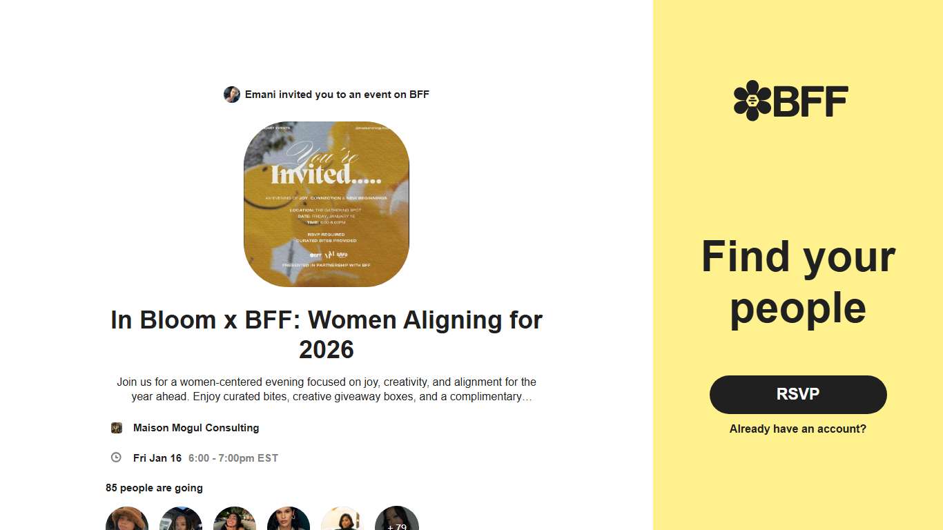 You're Invited to In Bloom x BFF: Women Aligning for 2026! 🎉